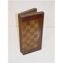  19TH CENT. WALNUT GAMEBOARD BOX SIGNED INSIDE W.