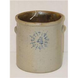  4 GAL. STONEWARE CROCK W/ STENCILED #4 W/ COBALT