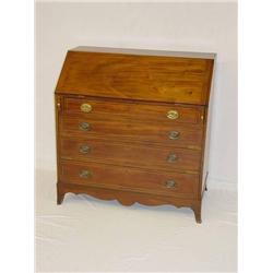  HEPPLEWHITE MAHOGANY SLANT FRONT DESK W/ 8 DRAWE