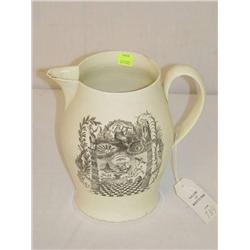  7 3/4 LIVERPOOL JUG W/ MASONIC TRANSFER - PITTIN