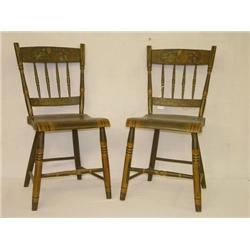  (2) PENNSYLVANIA PLANK SEAT WINDSOR CHAIRS IN GR