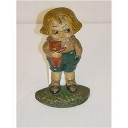  9 1/2 HUBLEY CAST IRON CAMPBELLS KID DOORSTOP - 