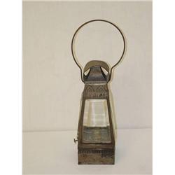  11 1/2 19TH CENT. PIERCED TIN & BEVELED GLASS LA