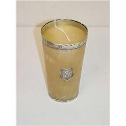  7 3/4 19TH CENT. HORN TUMBLER W/ ENGLISH SILVER 