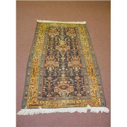  HAMADAN PERSIAN CARPET W/ BIRDS & COBALT FIELD (