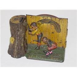  CAST IRON MECHANICAL BANK-LEAP FROG BY SHEPARD H