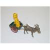 Image 1 :  8 1/2 CAST IRON YELLOW KID IN DONKEY CART - GOOD