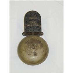 6" BRASS INTERIOR FIRE BELL W/ BLACK IRON MOUNT &