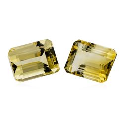 27.63 ctw.Natural Emerald Cut Citrine Quartz Parcel of Two