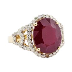 10.57 ctw Ruby and Diamond Ring - 14KT Yellow Gold