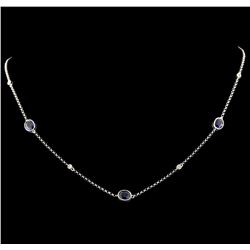 2.50 ctw Sapphire and Diamond Necklace - 18KT White Gold