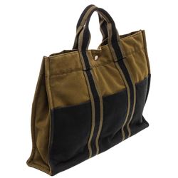 Hermes Green Navy Canvas Sac Fourre MM Tote Bag