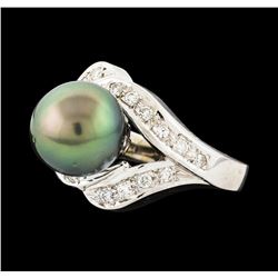 Pearl and Diamond Ring - 14KT White Gold