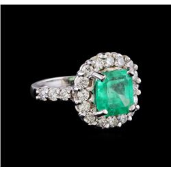 2.78 ctw Emerald and Diamond Ring - 14KT White Gold