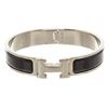 Hermes Black Enamel Palladium Plated Narrow Clic Clac H Bracelet PM