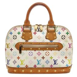 Louis Vuitton White Multicolore Alma MM Satchel Bag