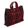 Image 2 : Hermes Burgundy Canvas Sac Fourre PM Tote Bag