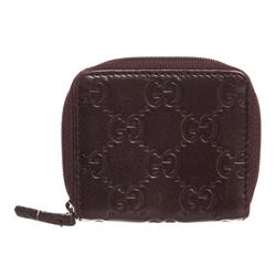 Gucci Dark Brown Guccissima Leather Extra Small Zippy Coin Purse