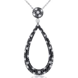 18k White Gold 3.55CTW Black Diamonds and Diamond Pendant, (VS2-SI1)