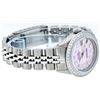 Image 5 : Rolex Ladies Stainless Steel Pink MOP Baguette Diamond Datejust Wristwatch