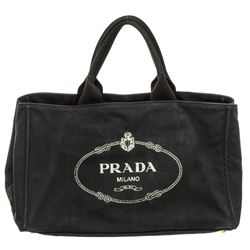 Prada Dark Blue Canvas Large Canapa Tote Bag