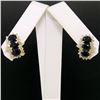 Image 6 : 14k Yellow Gold 2.80 ctw Oval Sapphire Round Diamond Cluster Omega Back Earrings