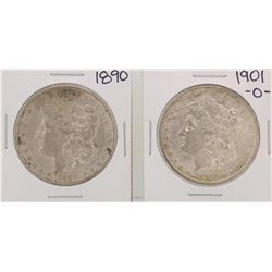 1890 & 1901 $1 Morgan Silver Dollar Coins