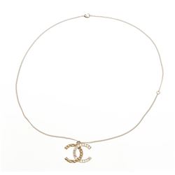 Chanel Gold Quilted Faux Crystal CC Necklace