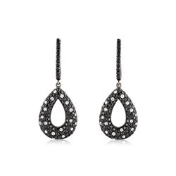 18k White Gold 2.87CTW Diamond and Black Diamonds Earrings, (VS2 /G)