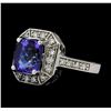 3.98 ctw Tanzanite and Diamond Ring - 14KT White Gold