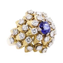 4.28 ctw Sapphire And Diamond Ring - 18KT Yellow Gold