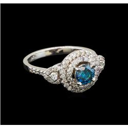 14KT White Gold 0.98 ctw Blue Diamond Ring