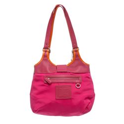 Coach Pink Canvas Leather Trim Shoulder Bag