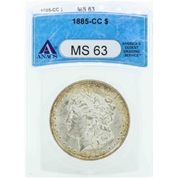 1885-CC $1 Morgan Silver Dollar Coin ANACS MS63