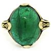 Image 2 : 14K Yellow Gold 10.03 ctw GIA Oval Cabochon VERY Fine Green Emerald Ring