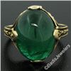 Image 3 : 14K Yellow Gold 10.03 ctw GIA Oval Cabochon VERY Fine Green Emerald Ring