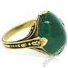 Image 8 : 14K Yellow Gold 10.03 ctw GIA Oval Cabochon VERY Fine Green Emerald Ring