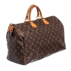 Louis Vuitton Monogram Canvas Leather Speedy 40 cm Bag