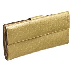 Gucci Metallic Gold Patent Leather Microguccissima Wallet