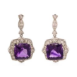 14KT White Gold 22.5 ctw Amethyst and Diamond Earrings