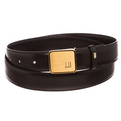 Dunhill Black Leather Gold Buckle Belt