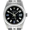 Image 1 : Rolex Mens Stainless Steel 36mm Black Diamond Dial Datejust Wristwatch