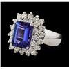4.24 ctw Tanzanite and Diamond Ring - 14KT White Gold