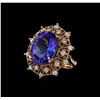 Image 1 : 15.76 ctw Tanzanite and Diamond Ring - 14KT Rose Gold