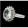 3.48 ctw Aquamarine and Diamond Ring - 14KT White Gold