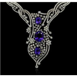 GIA Cert 19.61 ctw Tanzanite and Diamond Suite - 14KT White Gold