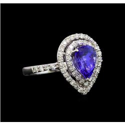 18KT White Gold 1.15 ctw Tanzanite and Diamond Ring