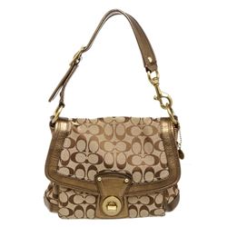 Coach Brown Monogram Canvas Gold Leather Shoulder Bag