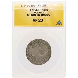 1754-EC Poland Billion 18 Groszy Coin ANACS VF20