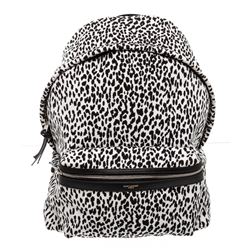 Saint Laurent YSL Black White Canvas Babycat Hunting Line Backpack